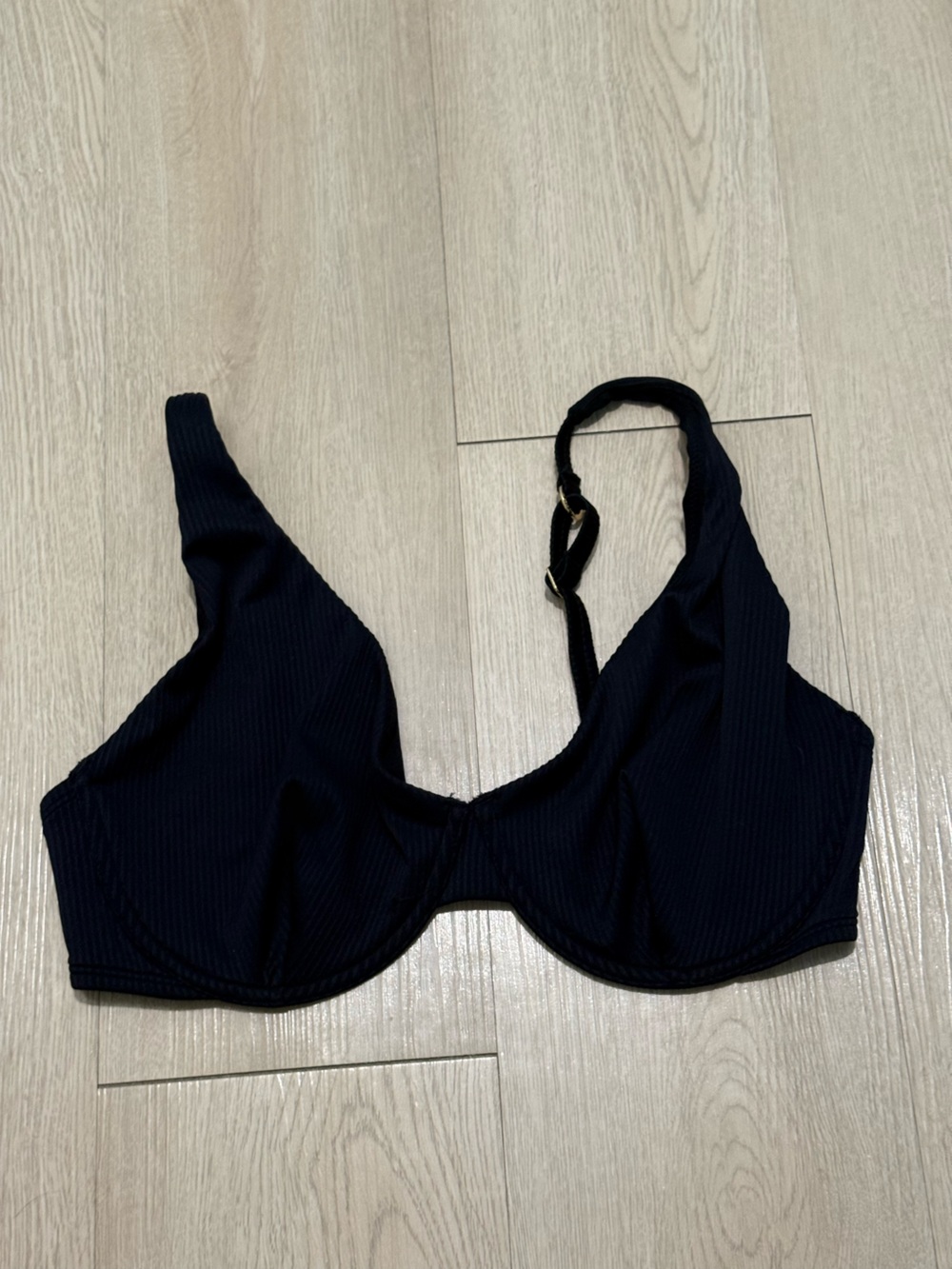 New Hollister Curvy Black Ribbed Underwire Bikini Top